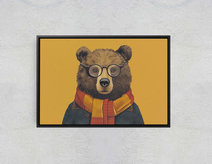 Hipster Bear, Pop Art, Street Art, Graffiti Painting, Animal Sunglasses, Orange Blue, Fun Quirky, Large Art Print, Kids Room, Boys Room