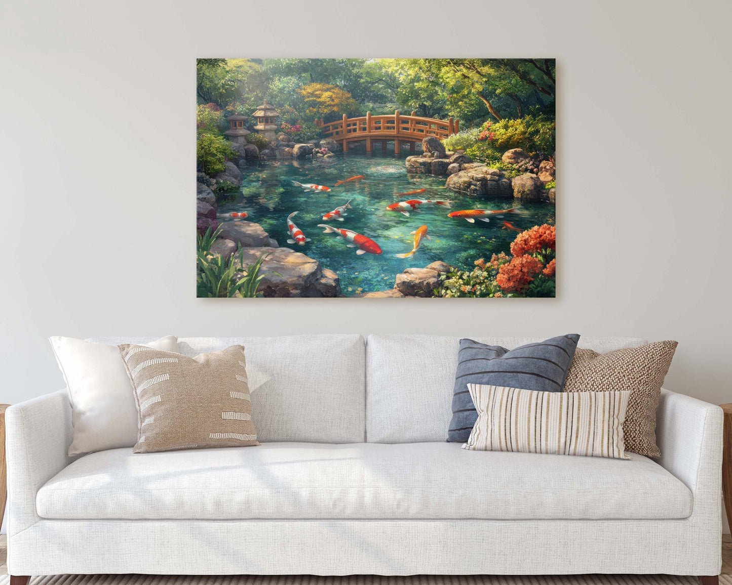 Koi Pond, Serene Koi, Japanese Art, Asia Decor