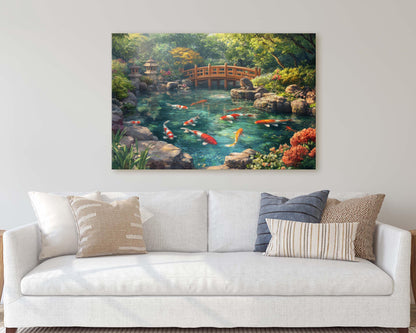 Koi Pond, Serene Koi, Japanese Art, Asia Decor