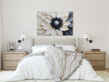 Flower Painting, Black White Floral, Contemporary Art