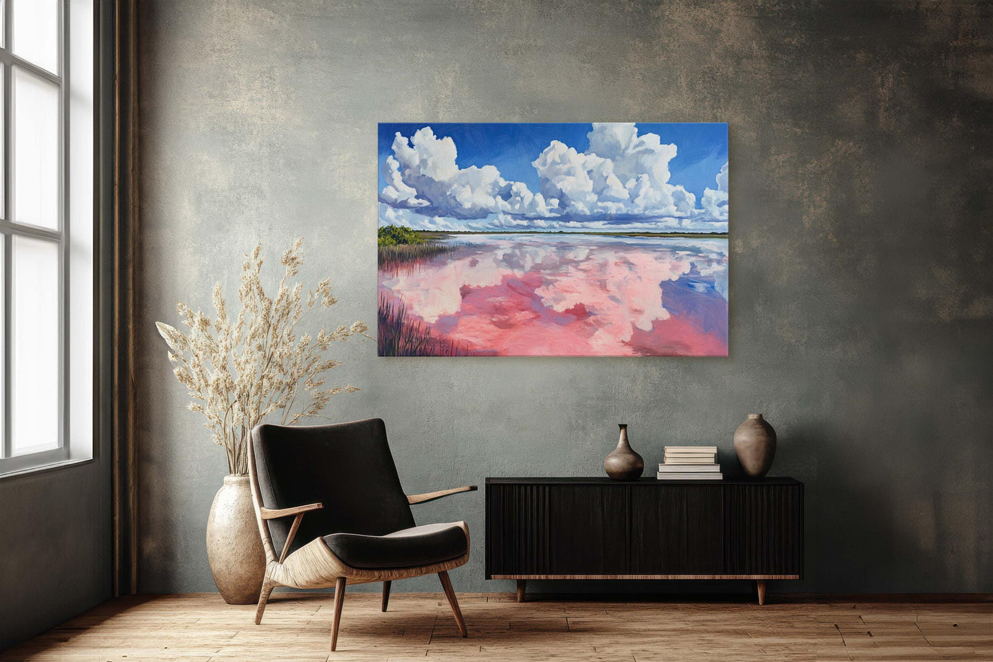 Las Coloradas Lagoon, Pink Ocean, Scenic Decor, Mexico Art