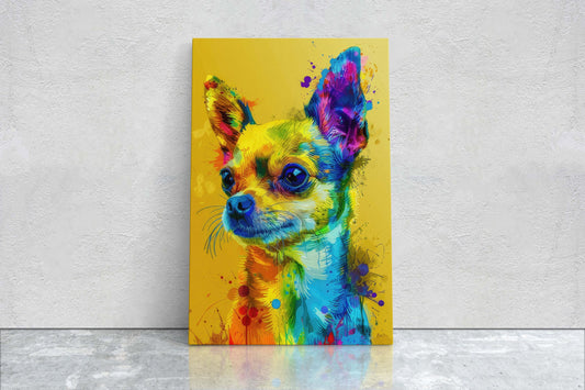 Chihuahua Watercolor, Pop Art, Dog Painting, Animal Lover, Quirky Art, Fun Decor, Large Art Print, Framed Canvas, Vivid Color