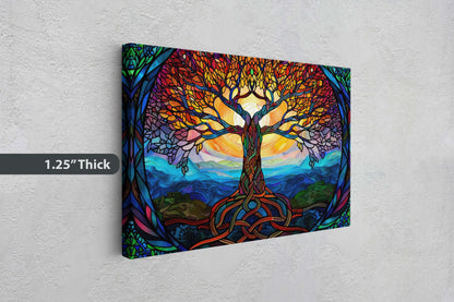 Tree of life, Yggdrasil Painting, Norse Mythology, Celtic Art, Stained Glass, Symbolic Artwork, Nature Decor, Abstract Nature, Large Print