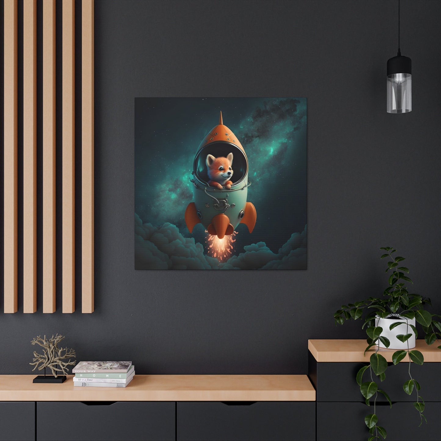Fox Rocket Ship Canvas