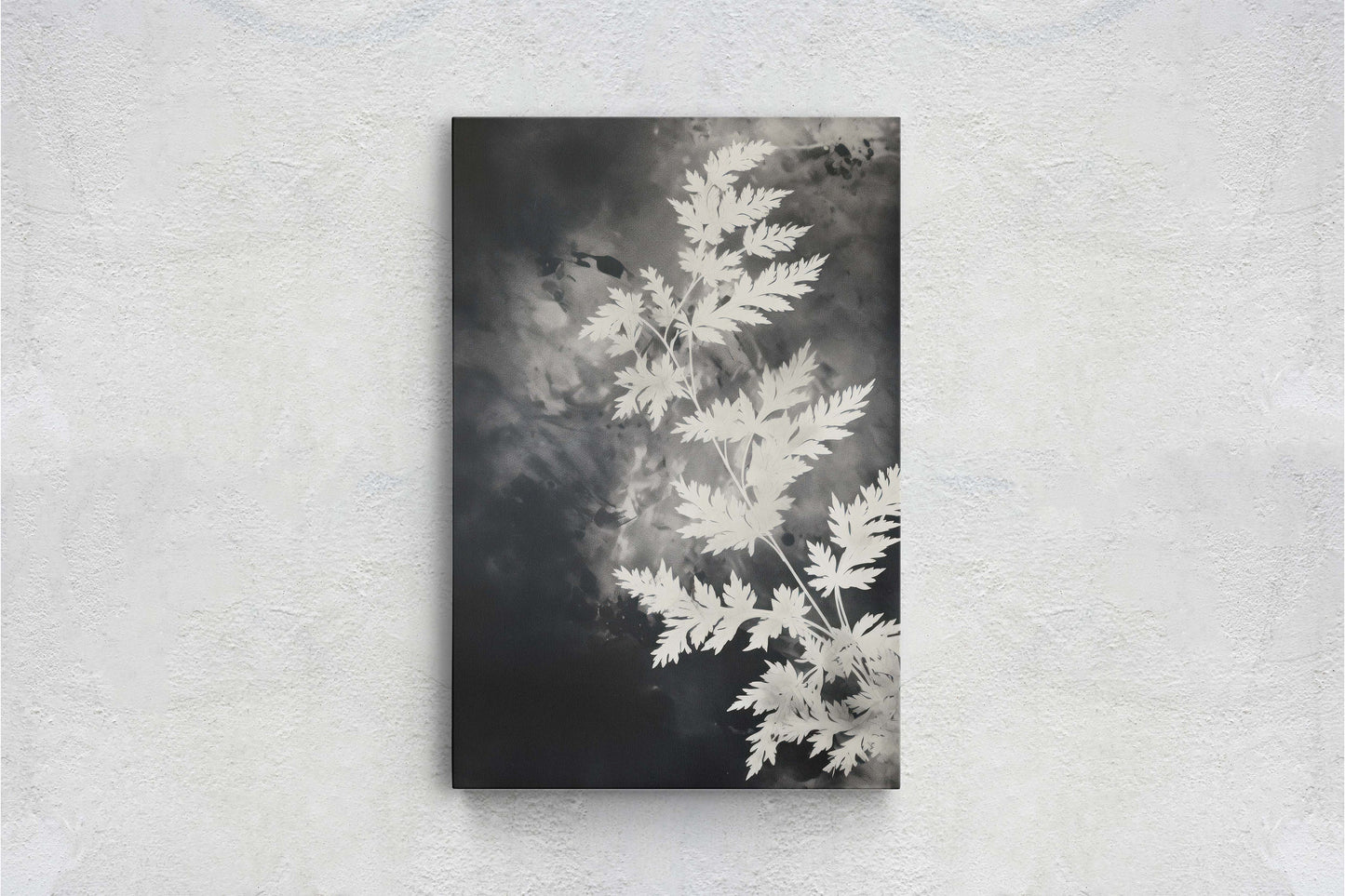 Black and White Floral, Botanical Art, Wildflower Decor, Farmhouse Print, Modern Art, Large Print, Framed Canvas