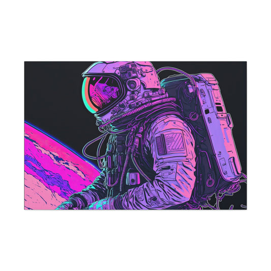 Astronaut Art Canvas Art Ready To Hang Large Print, Man Cave, Video Game, Retro, Synthwave, Neon