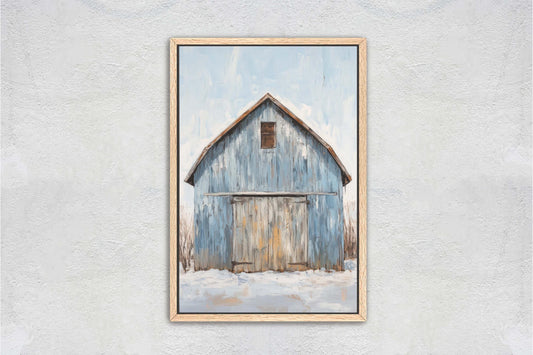 Blue Barn Painting, Farm Barn Decor, Barncore, Cottagecore