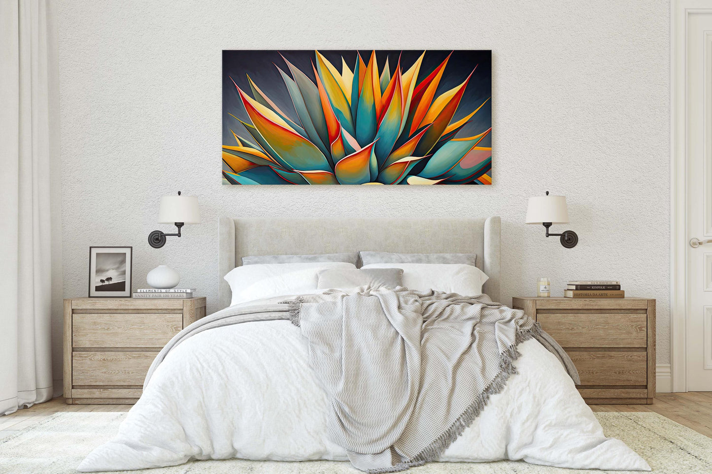 Vibrant Agave Art, Succulent Decor, Mexican Folk Art, Cactus Decor, Contemporary Print