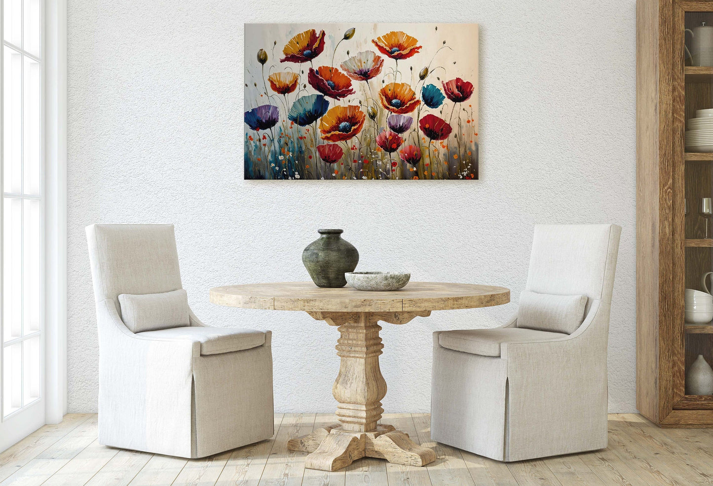 Colorful Poppy Flowers Fine Art Canvas Art Ready To Hang Large Print, Oil Painting, Poppies