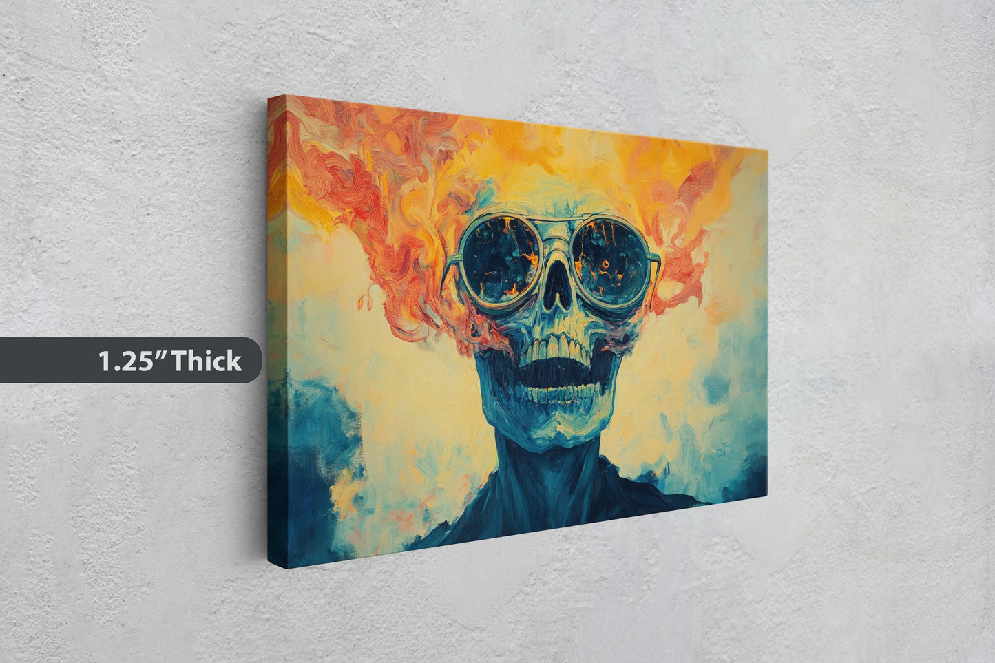 Flaming Skull, Screaming Skeleton, Gothic Decor, Halloween Art, Pop Art, Creepy Decor, Scary Art