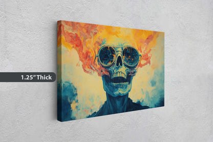 Flaming Skull, Screaming Skeleton, Gothic Decor, Halloween Art, Pop Art, Creepy Decor, Scary Art