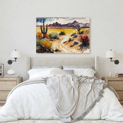 Watercolor Desert Canvas Art Ready To Hang Large Print, Landscape