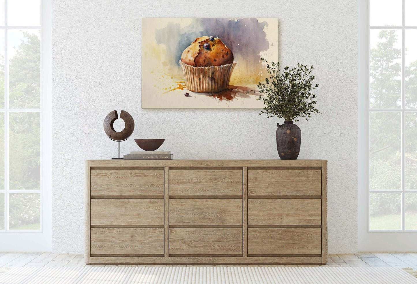 Muffin WaterColor, Pastry, Ready To Hang, Large Print, Watercolor Painting, Dining Room, Kitchen Art, Restaurant Art, Bakery, Dessert Art