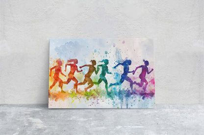 Women's Track, Girls Field, Colorful sports, Woman Sports, Large Art Print, Framed Canvas, Girls Room, Kids room, Athlete