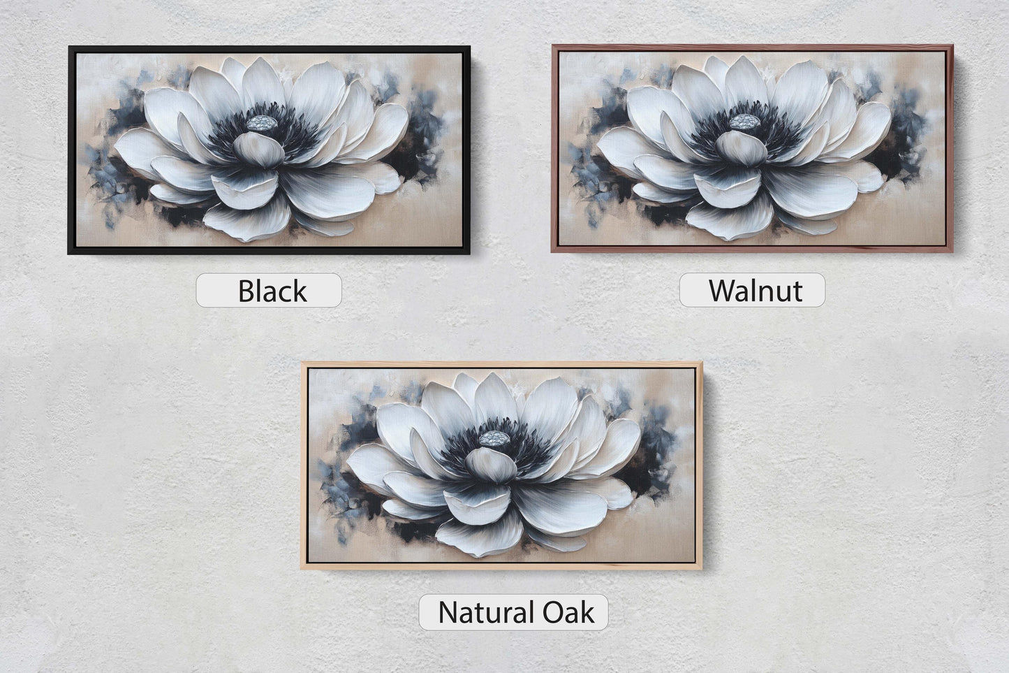 Black White Flower, Neutral Tones, Flower Painting