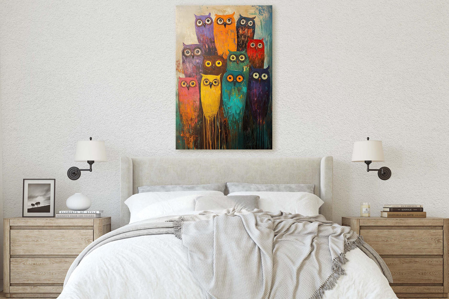 Colorful Owl Print, Pop Art, Painted Owl, Cute Owl Art