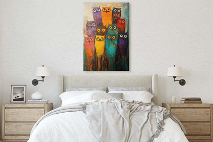 Colorful Owl Print, Pop Art, Painted Owl, Cute Owl Art