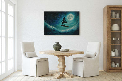 Surfing Witch, Whimsical Halloween, Full Moon, Flying Witch, Gothic Art, Fun Halloween, Whimsy, Funny Art