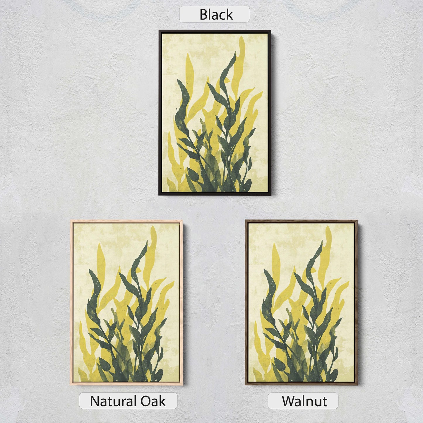 Modern Seaweed Art, Contemporary Plant, Green Botanical