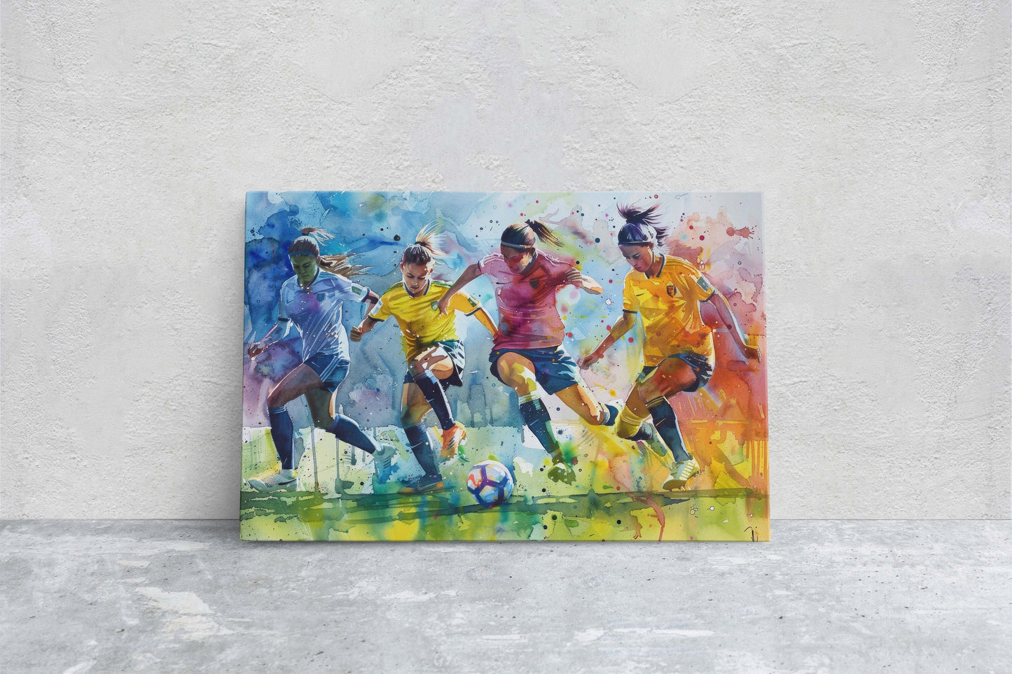 Women's Soccer, Girls Soccer, Colorful sports, Woman Sports, Large Art Print, Framed Canvas, Girls Room, Kids room, Athlete