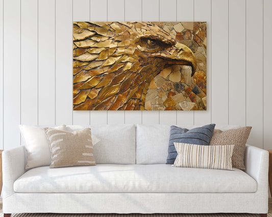 Gold Eagle, Stone Eagle, Bald Eagle, Abstract Gold, Americana, American Art, Patriotic, Framed Canvas, Large Art print,