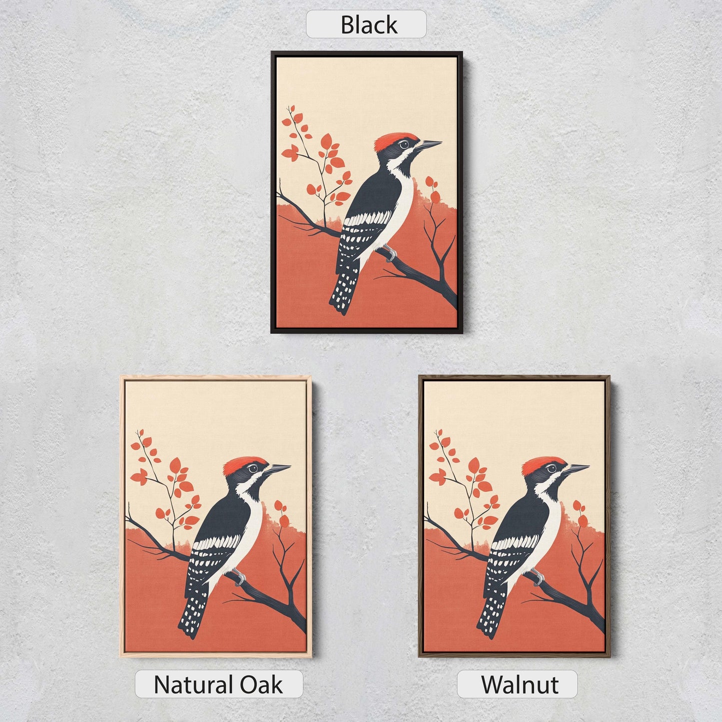 Woodpecker Art, Contemporary Print, Abstract Bird