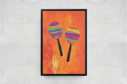 Maracas Art, Mexican Decor, Orange Decor, Southwester Art