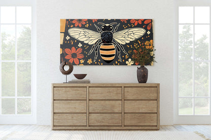Scandinavian Bee, Folk Art, Contemporary Decor, Modern Art