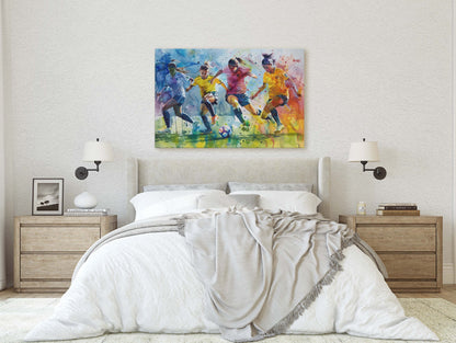 Women's Soccer, Girls Soccer, Colorful sports, Woman Sports, Large Art Print, Framed Canvas, Girls Room, Kids room, Athlete