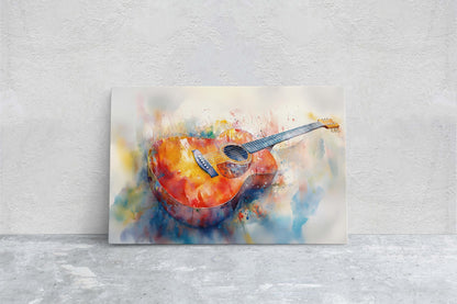 Watercolor Guitar, Music Painting, Instrument Art, Musical Art