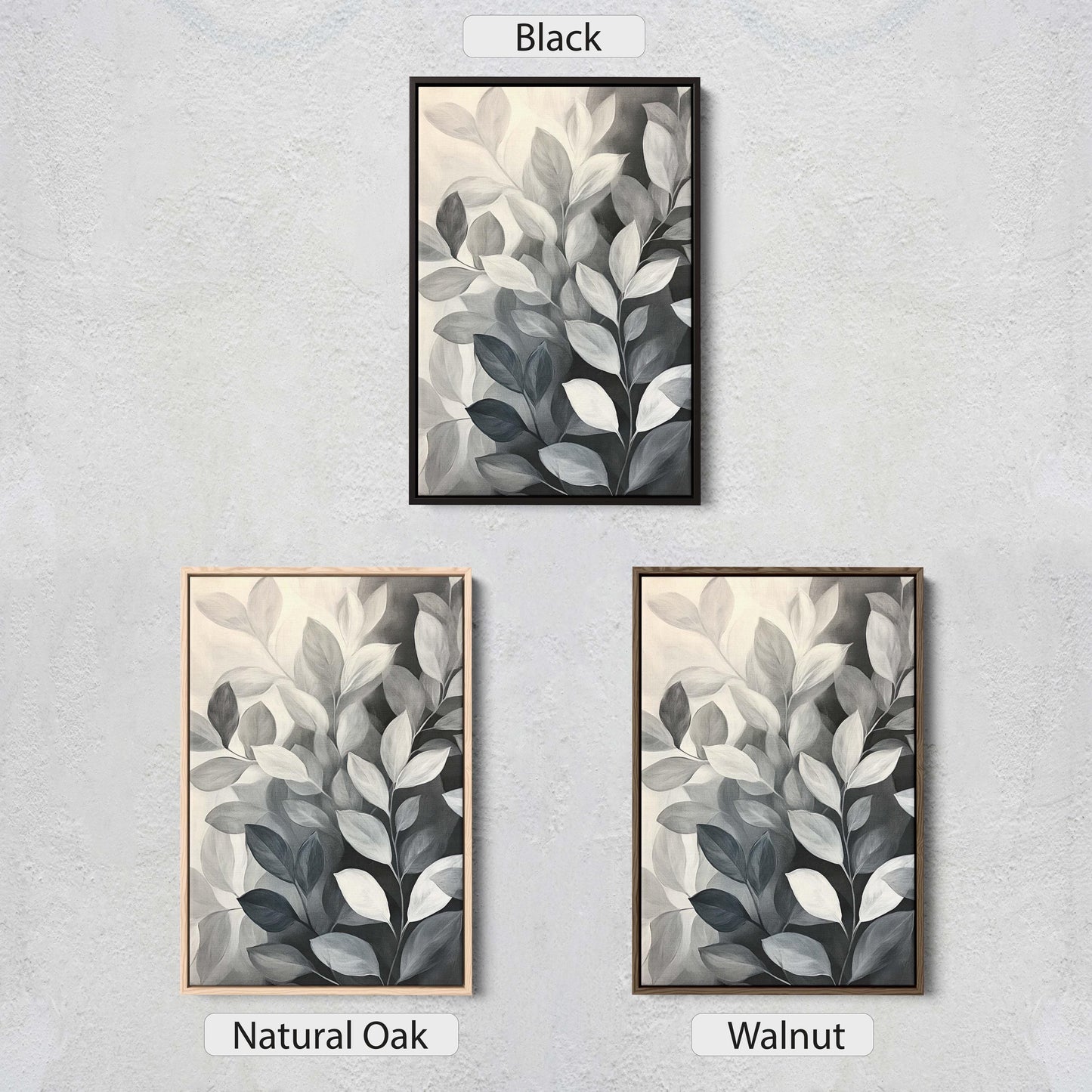 Black White Leaves, Leaf Painting, Contemporary Art