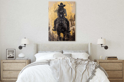 Cowgirl Painting, Woman Riding Horse, Western Art, Rodeo Decor