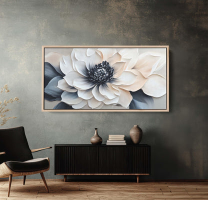 Black White Flower, Neutral Tones, Flower Painting