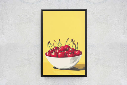 Cherry Art Print, Vintage Cherries, Pop Art, Bright Decor