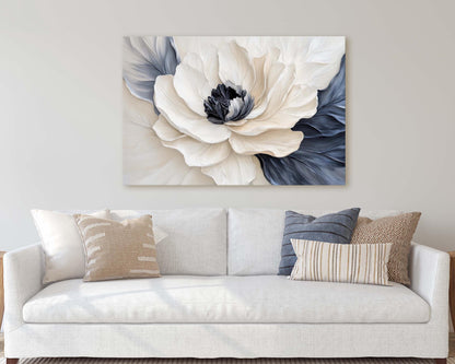 Flower Painting, Black White Floral, Contemporary Art
