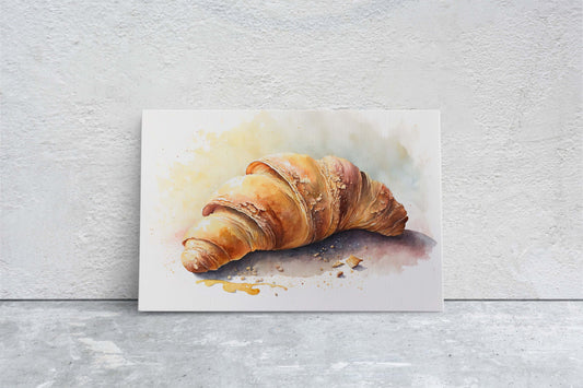 Croissant, French Pastry, Ready To Hang, Large Print, Watercolor Painting, Dining Room, Kitchen Art, Restaurant Art, Bakery