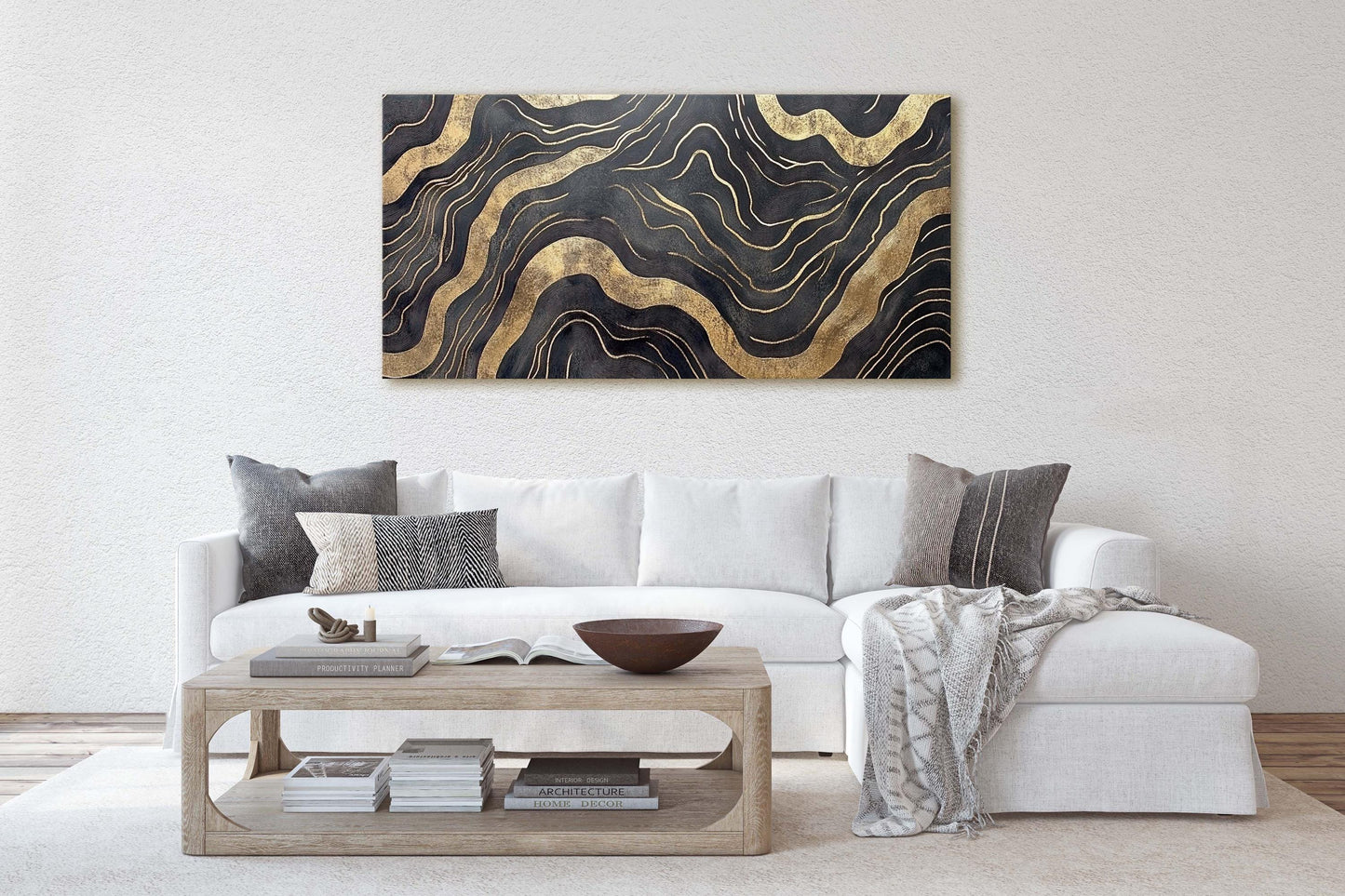Gold and Black Abstract, Modern Print, Contemporary Decor, Abstract Wood