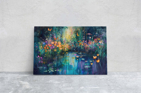Wildflower Painting, Meadow Art, Original Art, Vivid Colorful, Framed Canvas, Statement Piece, Bold Decor, Flower Print, Large Print, Stream