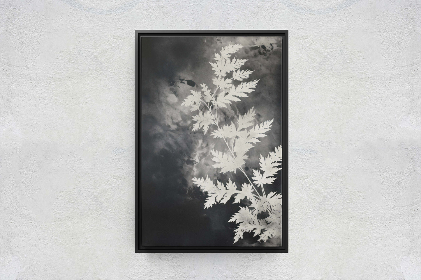 Black and White Floral, Botanical Art, Wildflower Decor, Farmhouse Print, Modern Art, Large Print, Framed Canvas