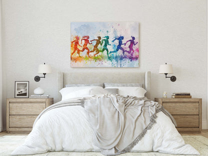 Women's Track, Girls Field, Colorful sports, Woman Sports, Large Art Print, Framed Canvas, Girls Room, Kids room, Athlete