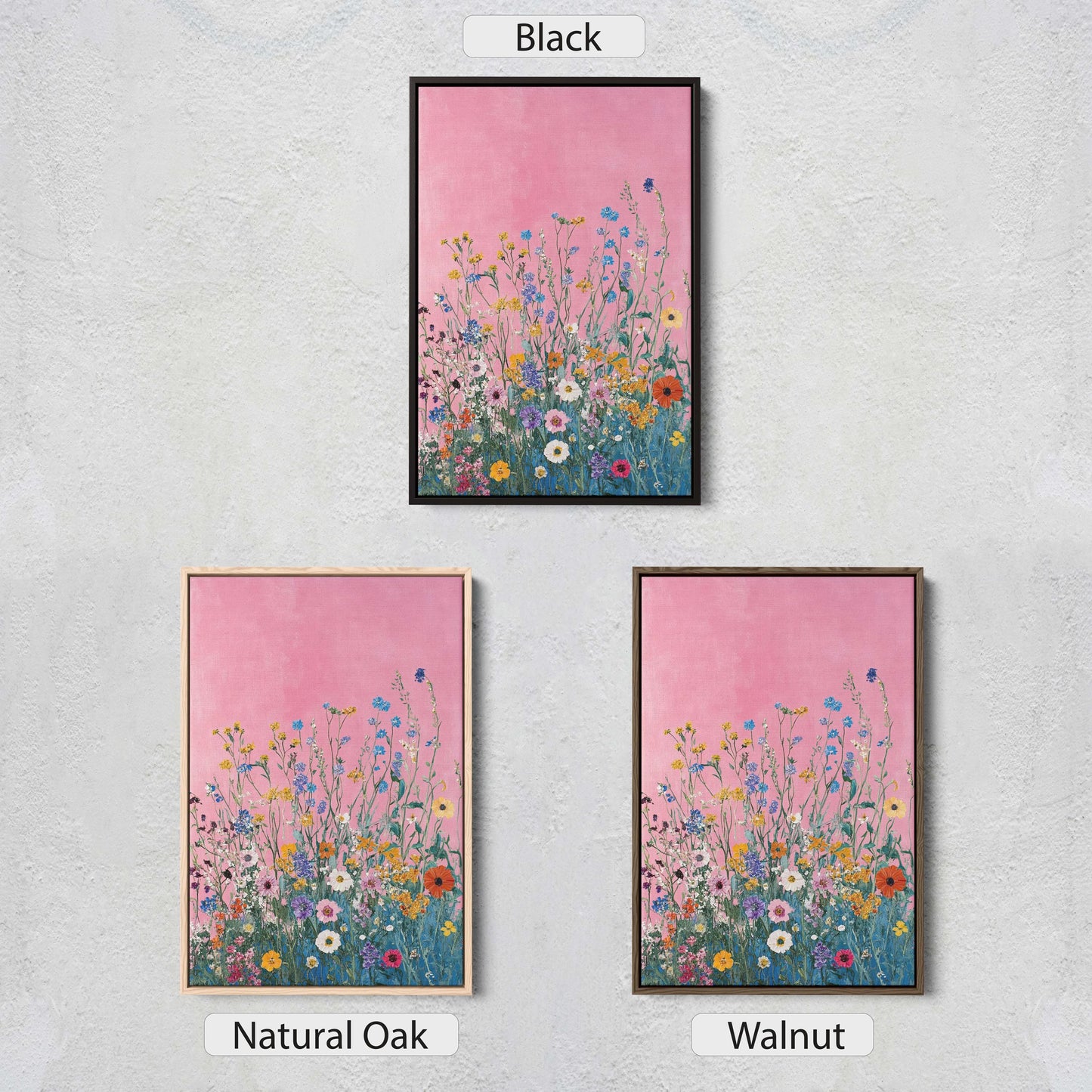 Abstract Wildflowers, Pink Decor, Botanical Art, Floral Print