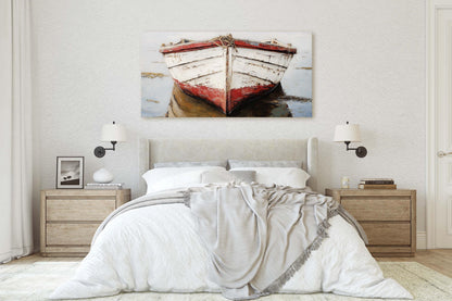 Red Boat, Beach House, Ship Art, Coastal Art, Vacation Home, Nautical Art