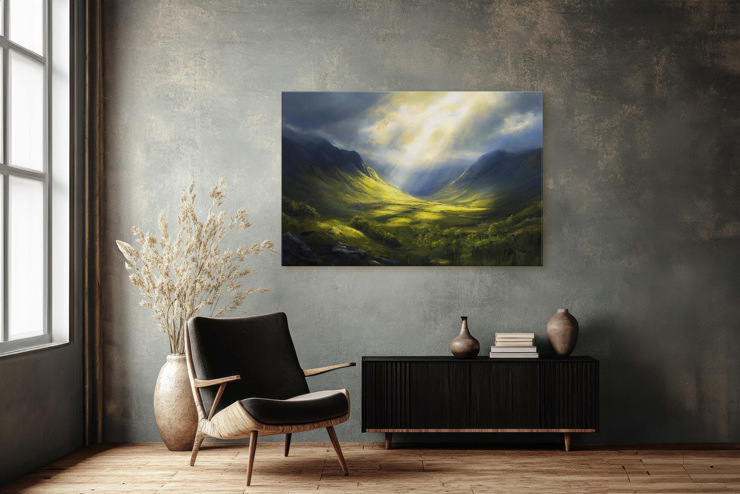 Celtic Highlands, Scottish Highland, Mountain Valley, Valley Painting, Light After Storm