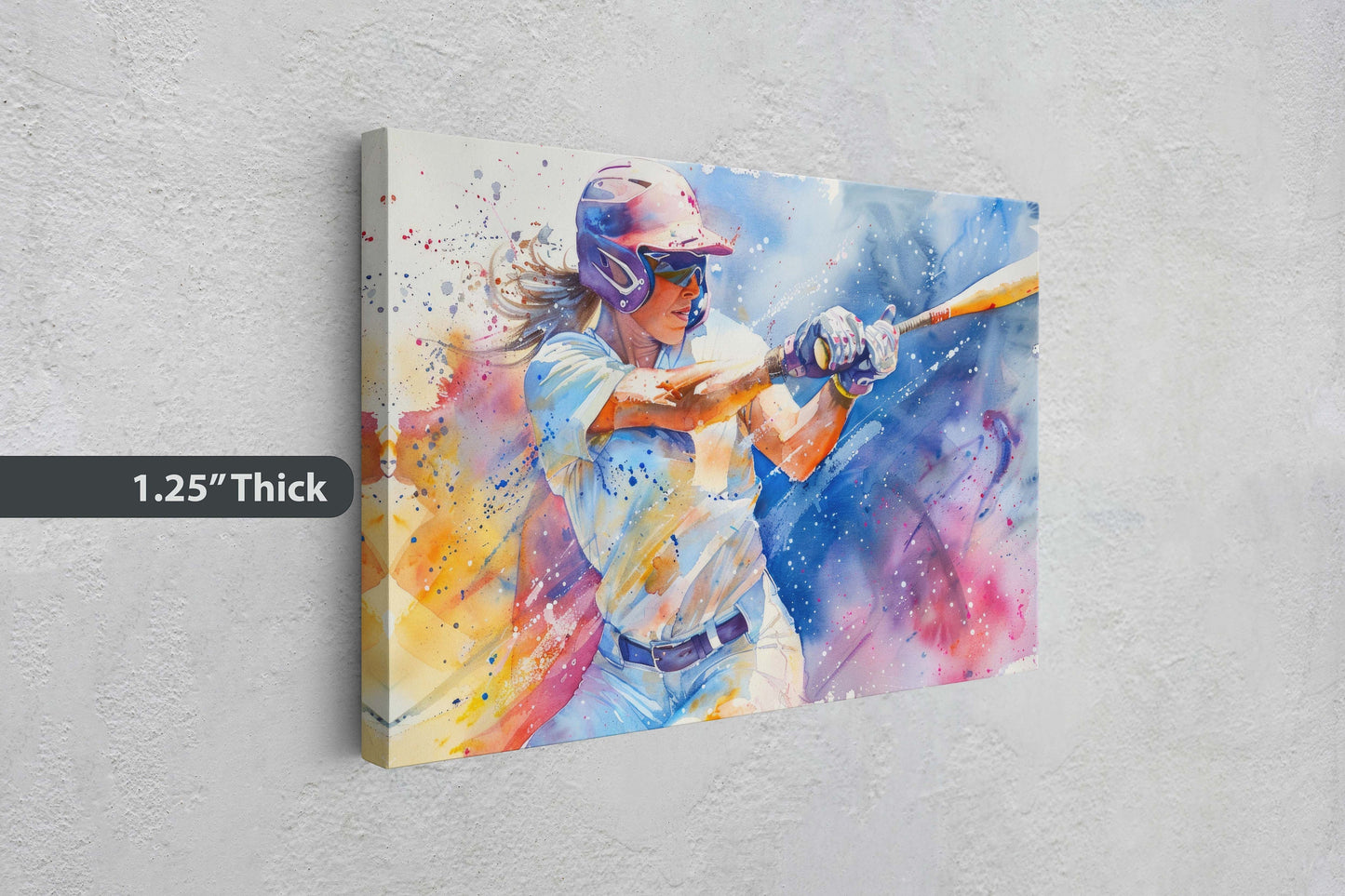 Women's Softball, Girls Baseball, Colorful sports, Woman Sports, Large Art Print, Framed Canvas, Girls Room, Kids room, Athlete