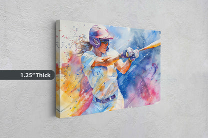 Women's Softball, Girls Baseball, Colorful sports, Woman Sports, Large Art Print, Framed Canvas, Girls Room, Kids room, Athlete