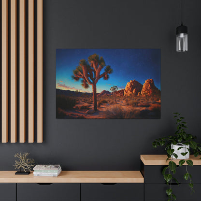 Joshua Tree Park Canvas Art Ready To Hang Large Print, Oil Painting, sunrise landscape, Sunset , Cactus