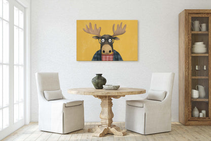Hipster Moose, Pop Art, Street Art, Graffiti Painting, Animal Sunglasses, Yellow, Fun Quirky, Large Art Print, Kids Room, Boys Room
