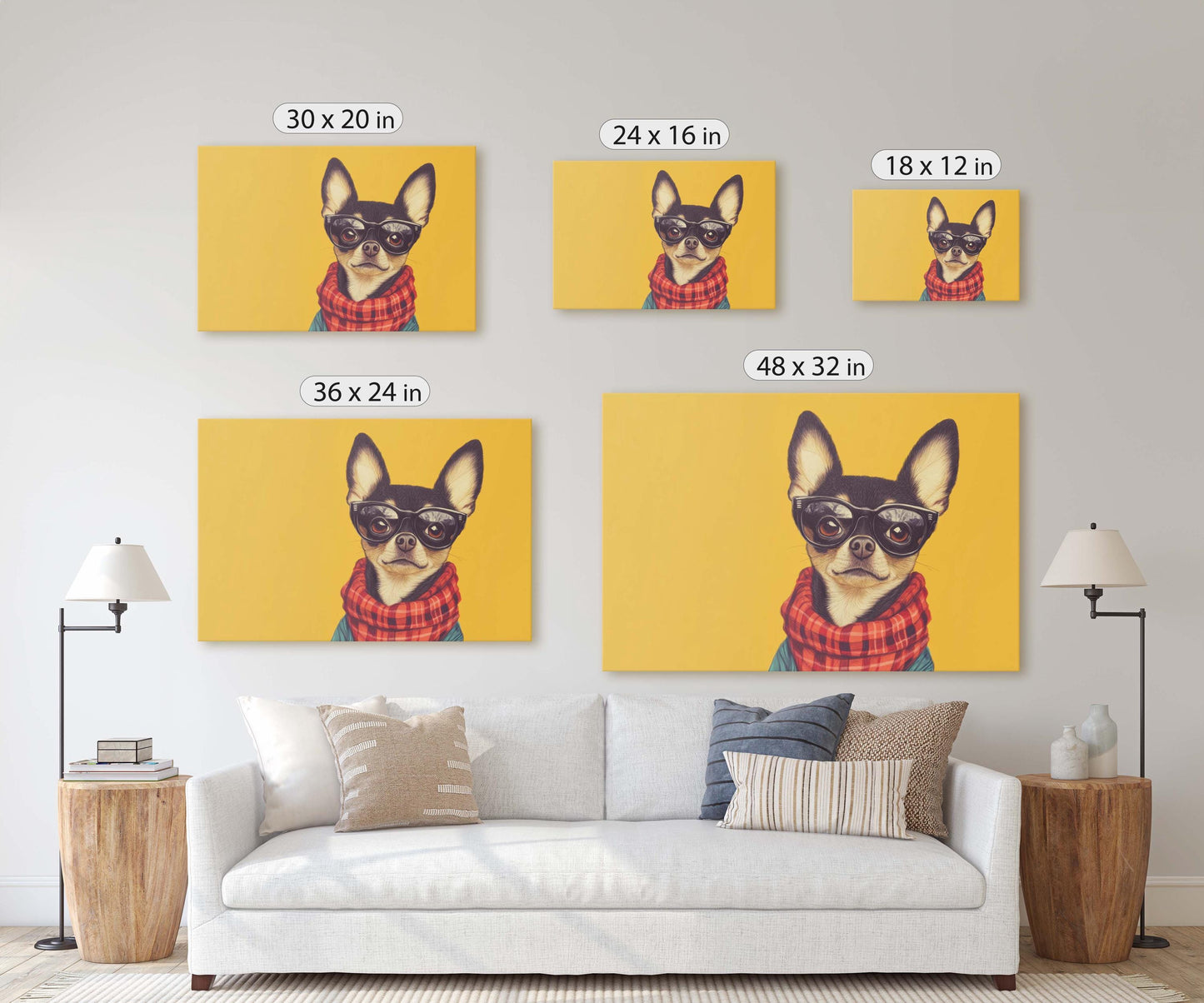 Hipster Chihuahua, Pop Art, Modern Decor, Street Art, Animal Art, Unique Art, Kids Room, Boys Room, Girls Room