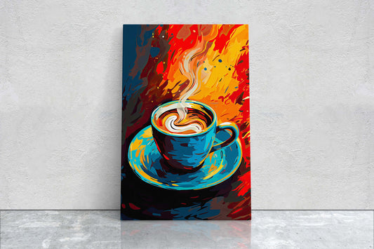 Coffee Art, Latte Painting, Pop Art, Modern Contemporary, Colorful Vivid, Abstract Representative, Framed Canvas, Large Art print