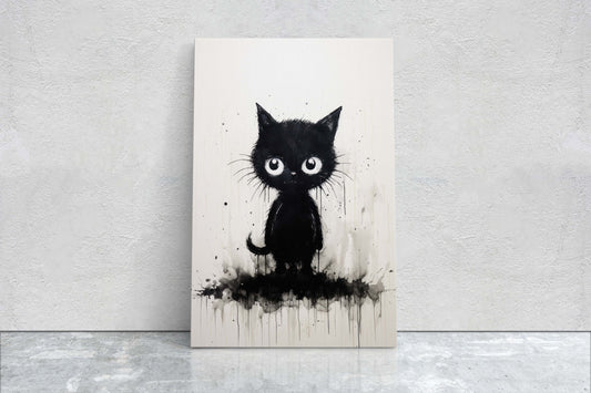 Black Cat Art, Black and White Cat, Cat Ink, Kitten Print, Graffiti, Street Art, Modern, Contemporary, Cute Kitten